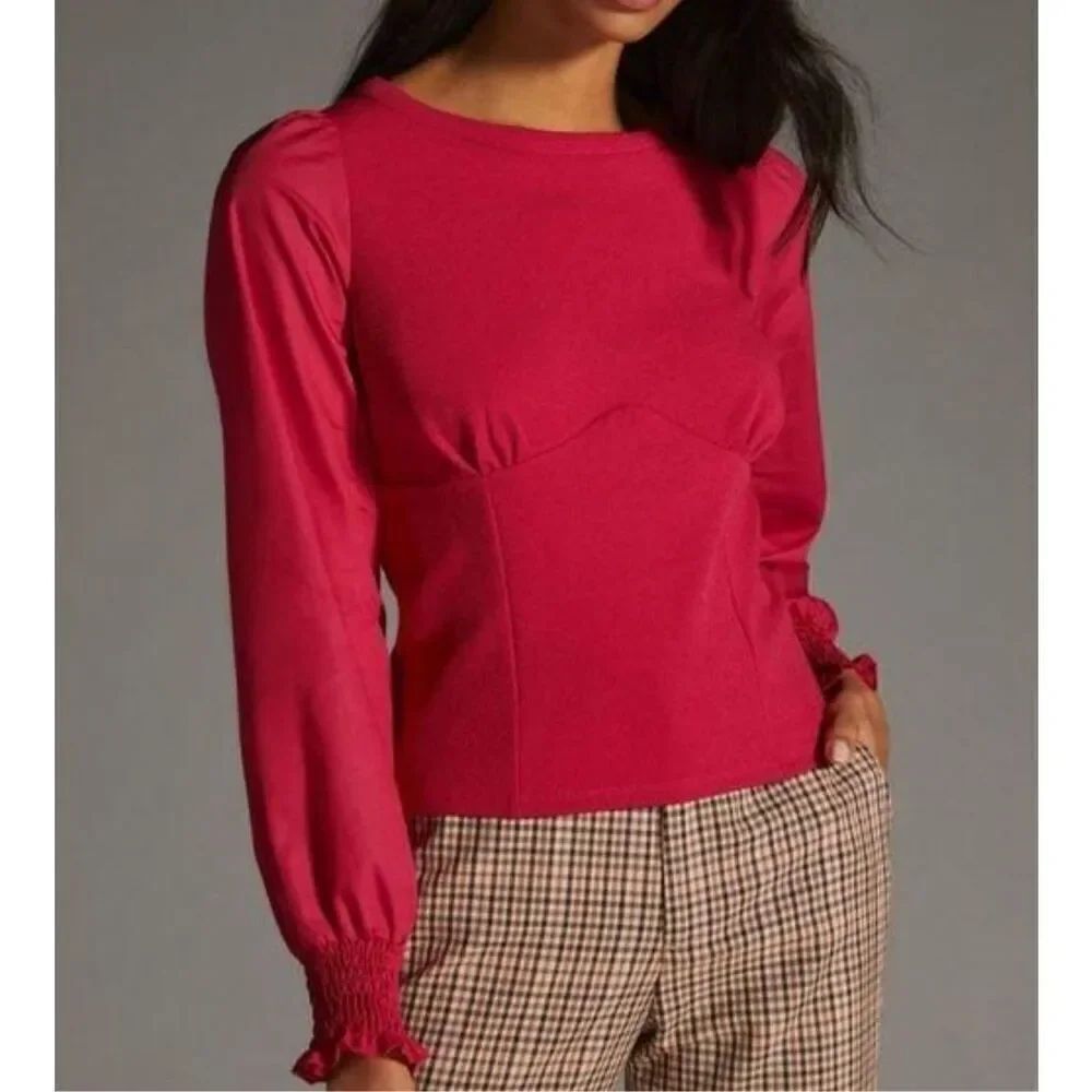 Anthropologie Structured Long Sleeve Top Size medium